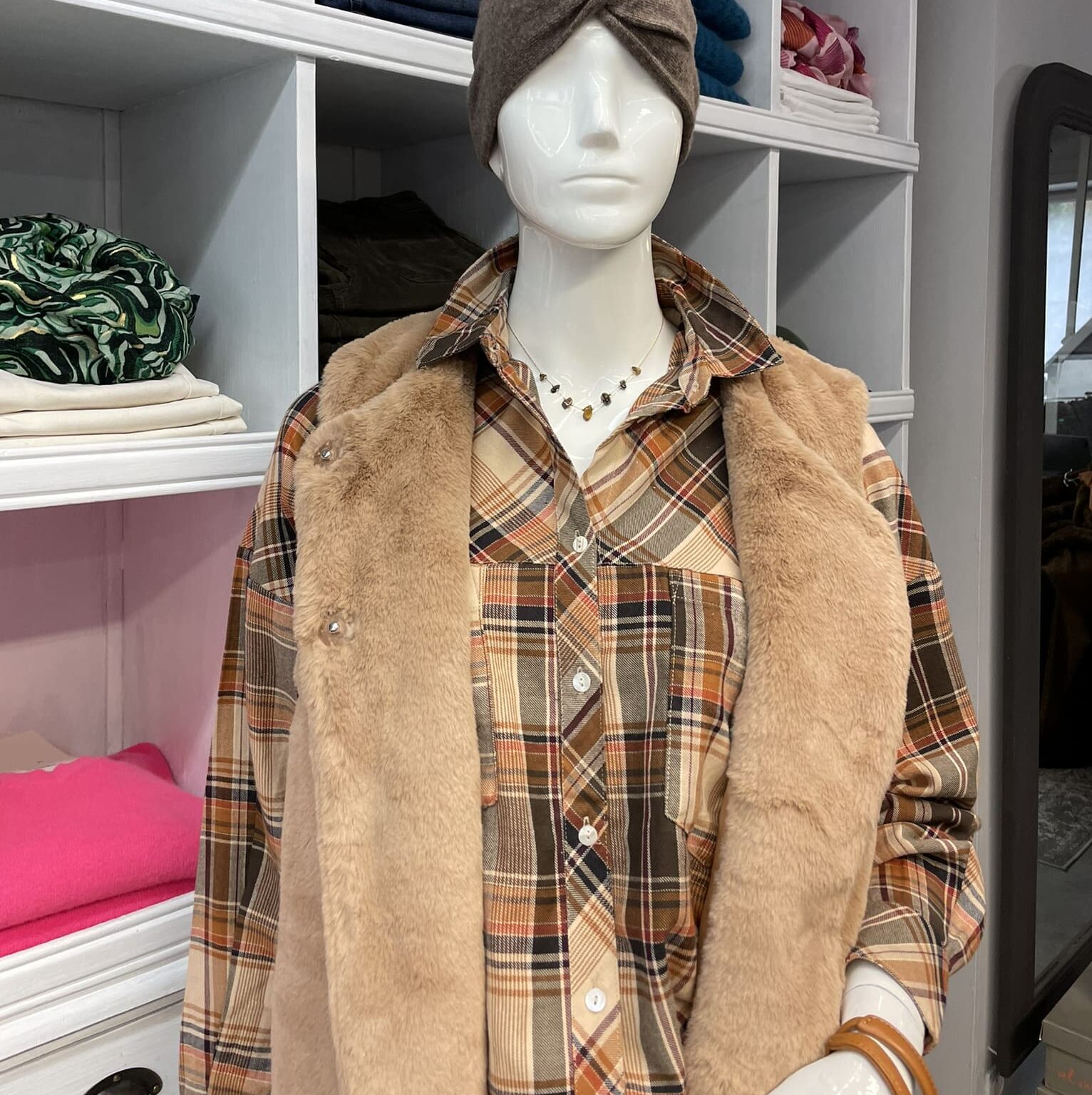 Boutique 7 Bis Histoire de Mode - Pont-Aven - Chemise Carreaux Noisette Colorado