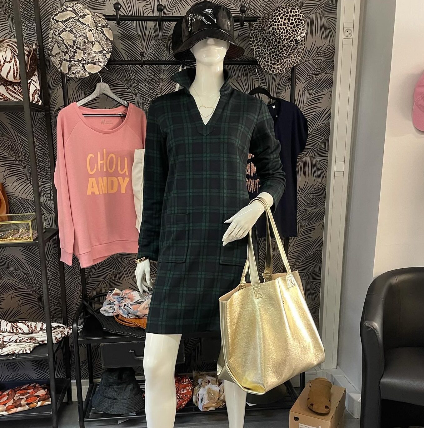 Boutique 7 Bis Histoire de Mode - Pont-Aven - Robe Carreaux Mi-Longue