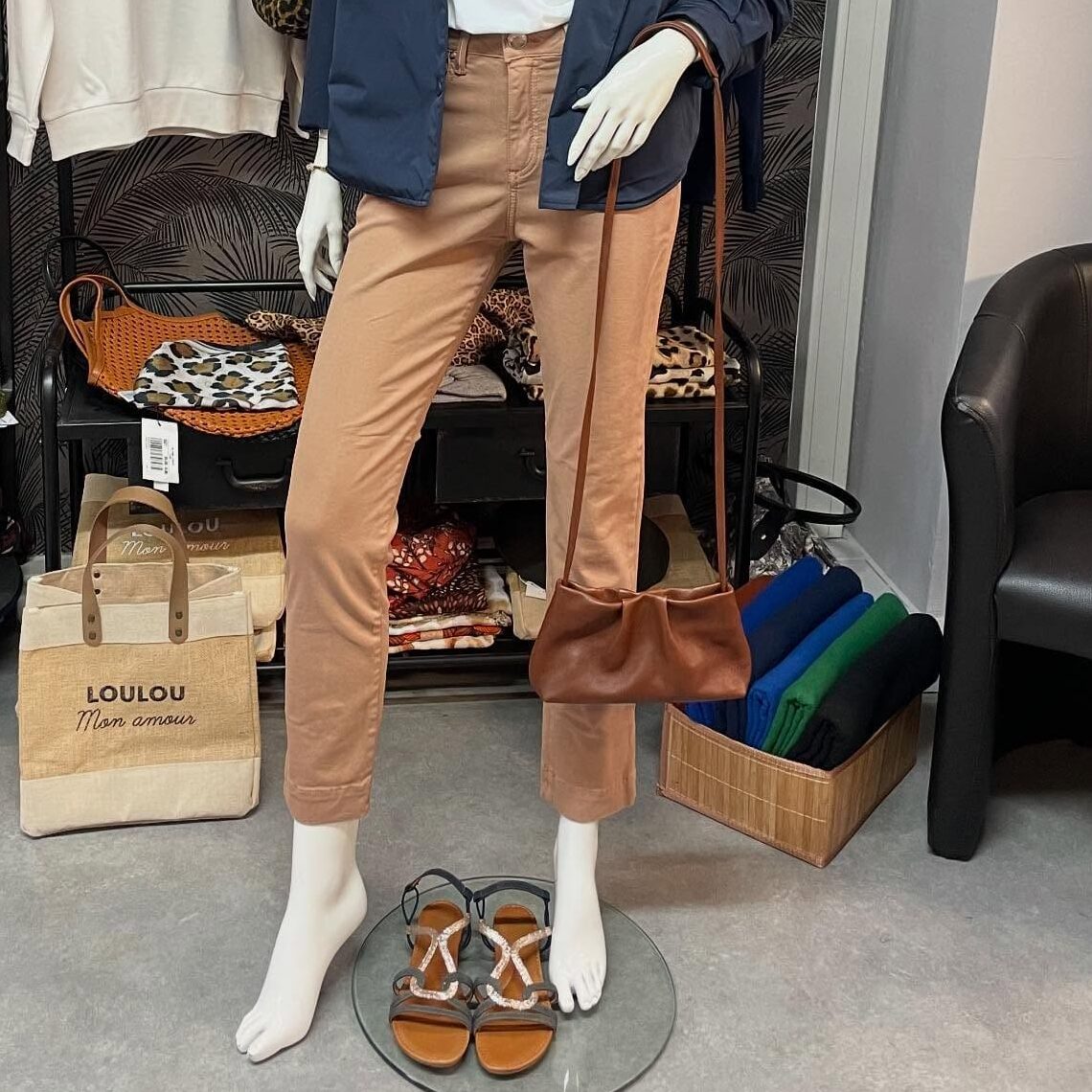 Boutique 7 Bis Histoire de Mode - Pont-Aven - Pantalon Camel Marin