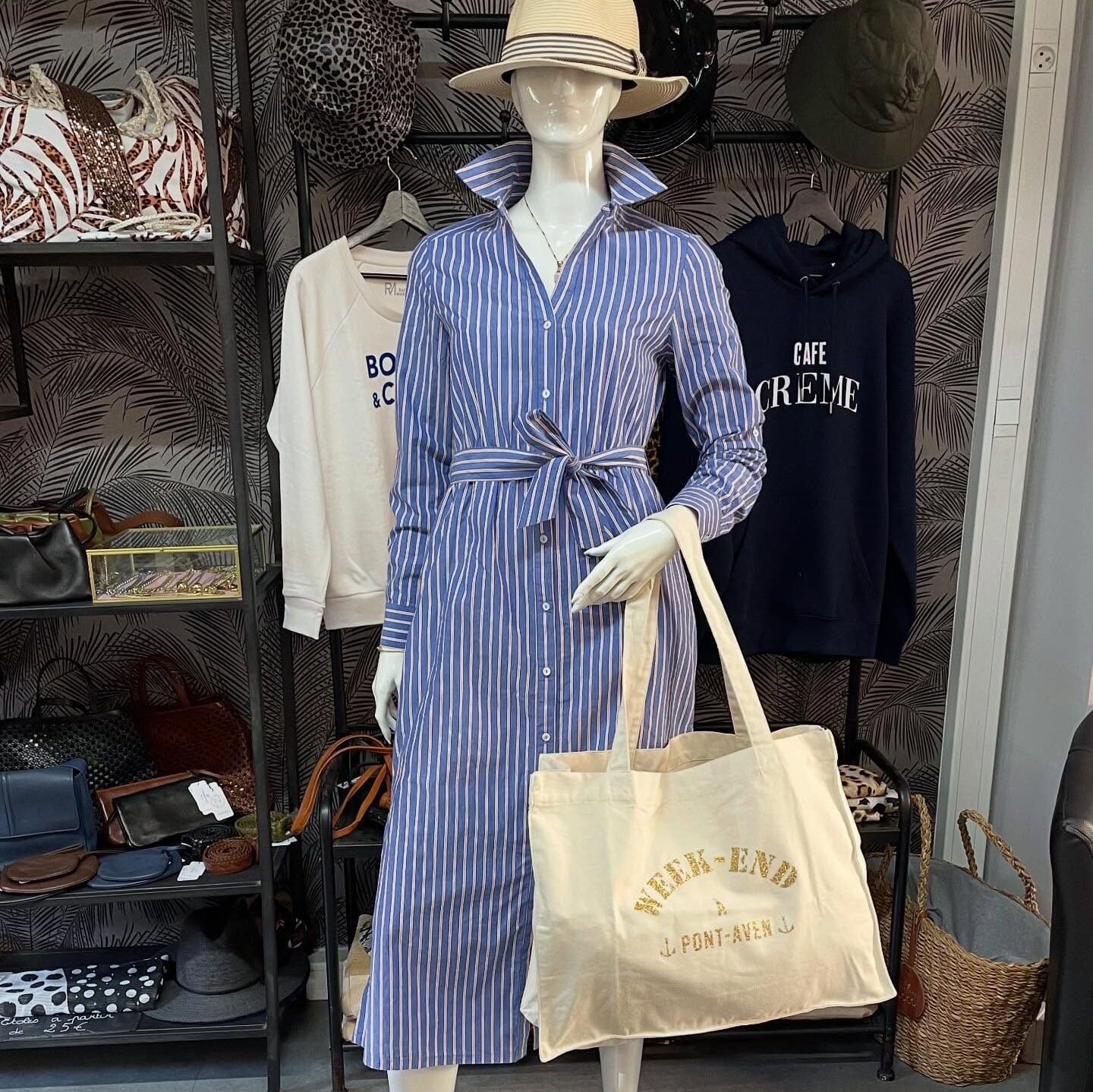 Boutique 7 Bis Histoire de Mode - Pont-Aven - Robe Rayée Bleue Reno