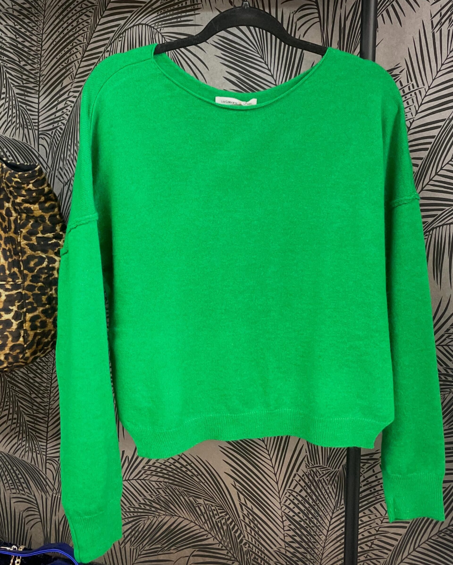 Boutique 7 Bis Histoire de Mode - Pont-Aven - Pull Vert Birkin Col Rond