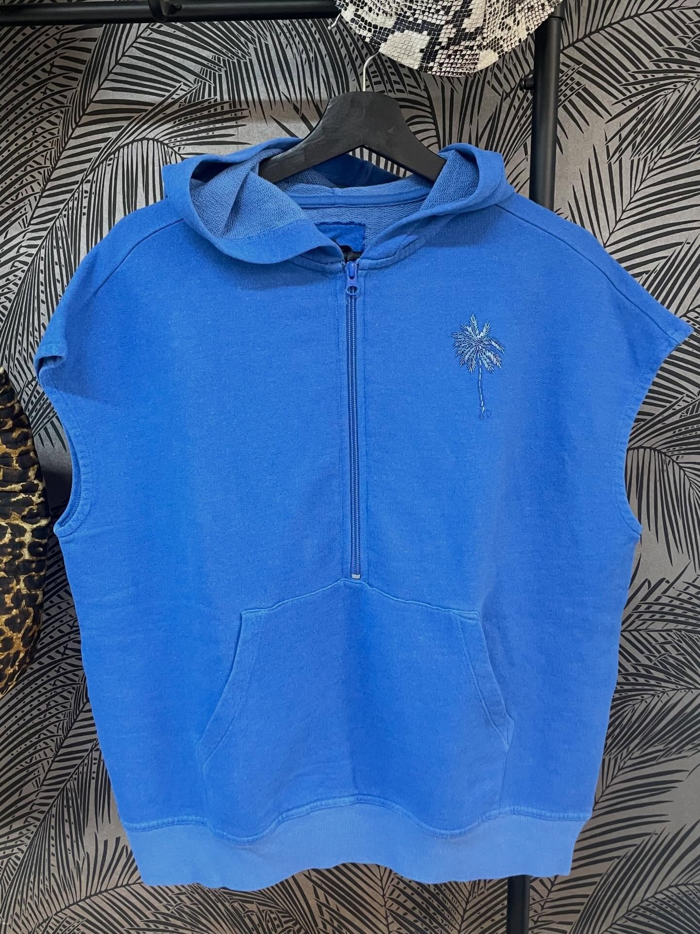 Boutique 7 Bis Histoire de Mode - Pont-Aven - Sweat Bleu Manches Courtes Palmier